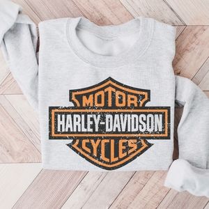 Harley Davidson Motorcycles Vintage Distressed Graphic Crewneck Sweatshirt